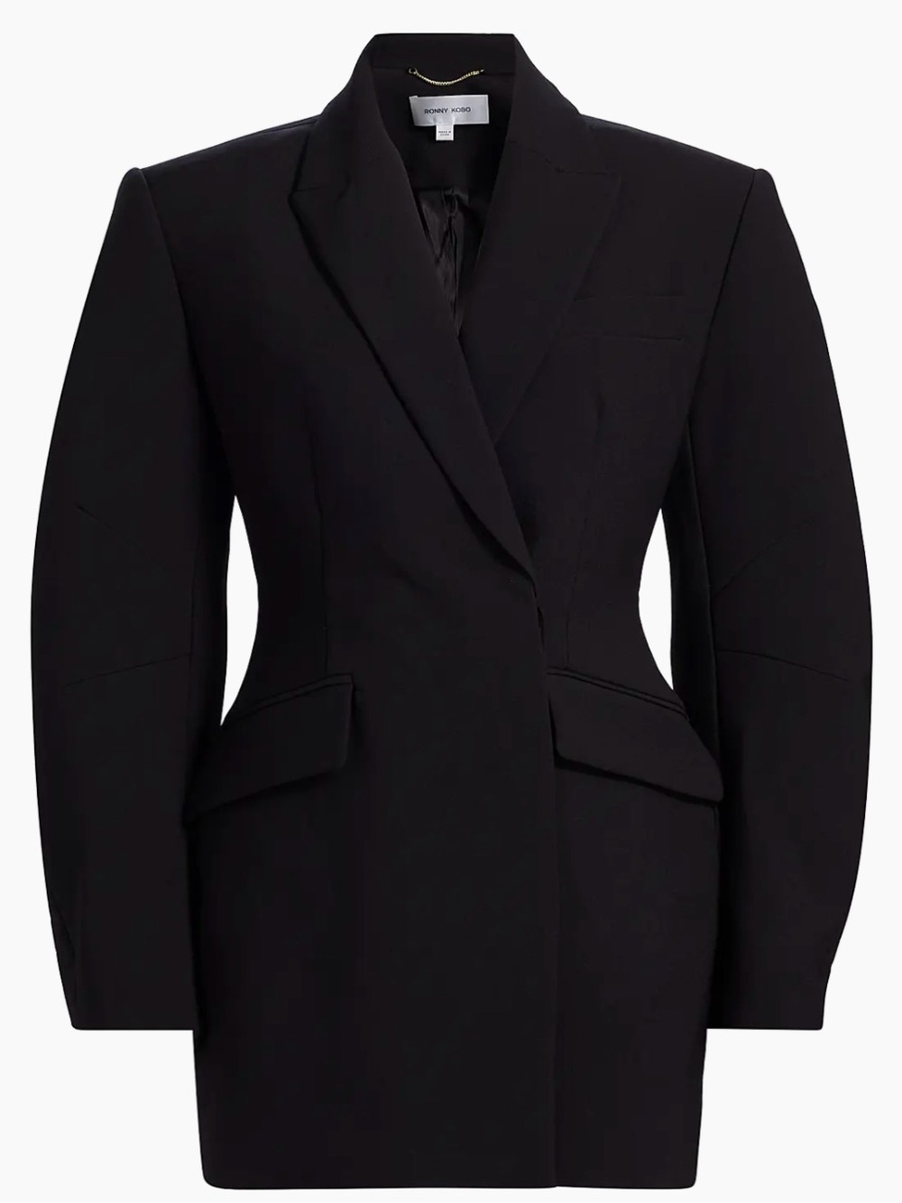 Ronny Kobo Collection Black Tailored Sculpted-Waist Blazer Dress